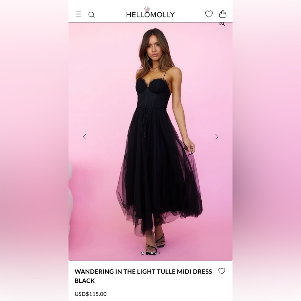 Hello Molly Whimsygoth Formal Black Tulle Midi Dress - Picture 3 of 8
